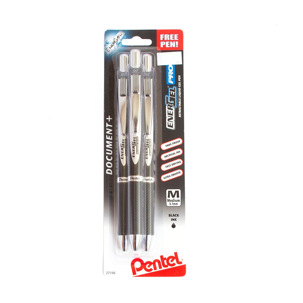 Pentel, Black, Gel, Art & School, EnerGel, X-Pro, Retractable, 2 pack, 380367